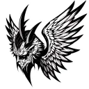 Devil wings with half angel wing attached tattoo design idea