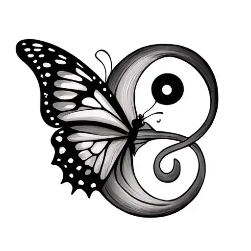 semi colon butterfly and infinity symbol tattoo design idea