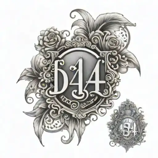 my dad last name with the number 44 and the gates of heaven tattoo design idea
