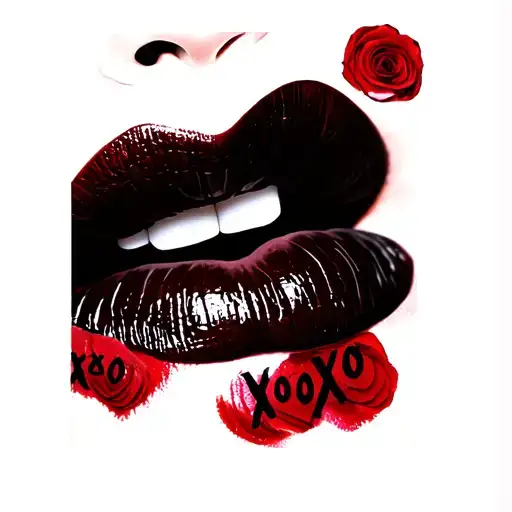 lips like kissed with XOXO ON THEM tattoo design idea