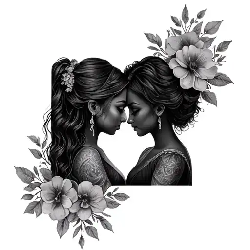 mother and daughter tattoo design idea