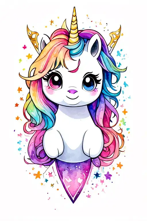 mashup tattoo with elements from Harry Potter, Lord of the Rings, Care Bears, G1 My Little Pony, and tokidoki unicornos tattoo design idea
