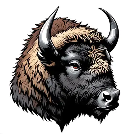 bison head tattoo design idea