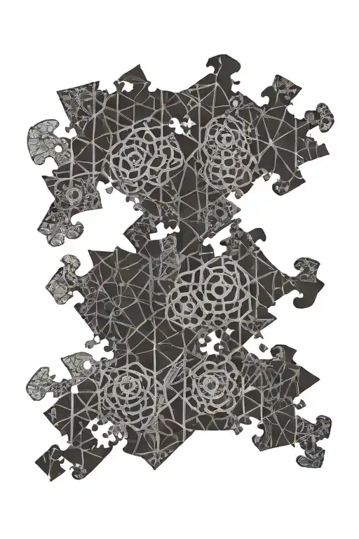 puzzle piece brain and space intertwined tattoo design idea