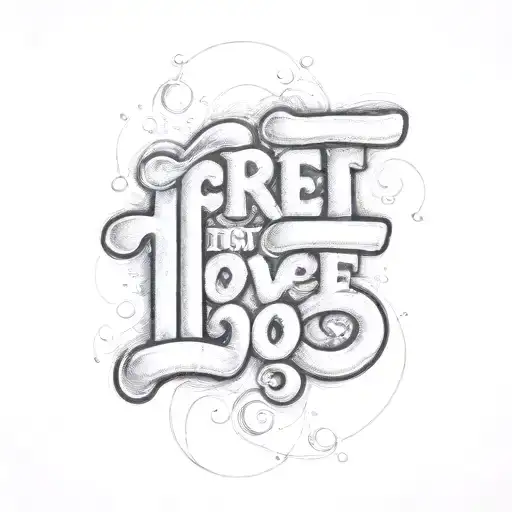 bubble letters of the phrase "grief is just love letting go" tattoo design idea