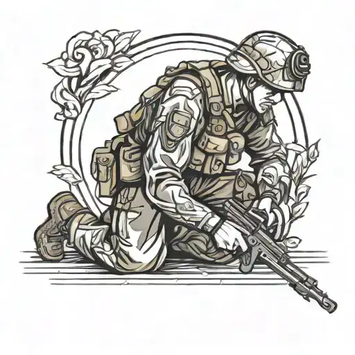 soldier kneeling tattoo design idea