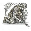 soldier kneeling tattoo design idea