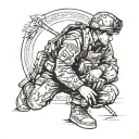 soldier kneeling tattoo design idea
