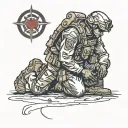 soldier kneeling tattoo design idea