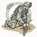 soldier kneeling tattoo design idea