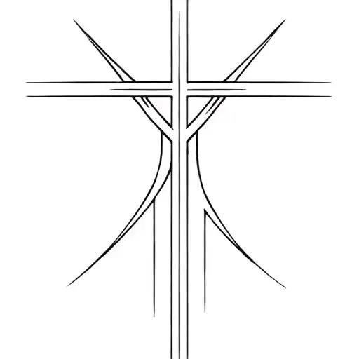 A silver cross in the style of cybersigilism tattoo design idea