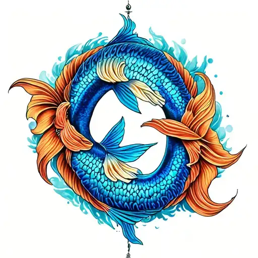 aquarius AND PISCES COMBINED  tattoo design idea