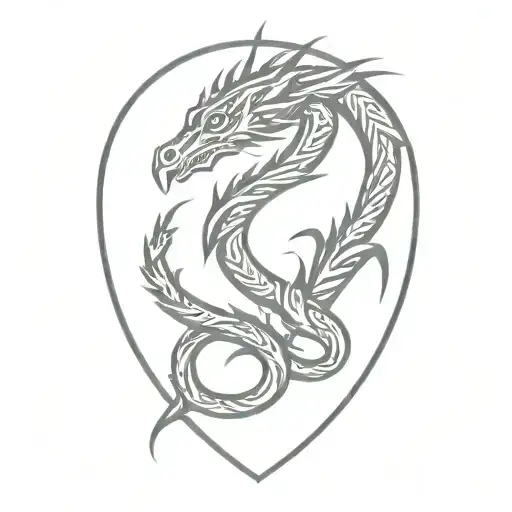 cross with Aztec dragon wrapping tattoo design idea