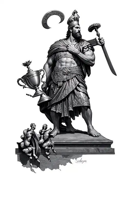 Hannibal Barca with all its trophies tattoo design idea