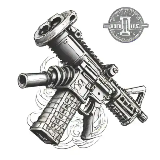 standing firing a ar 15 tattoo design idea