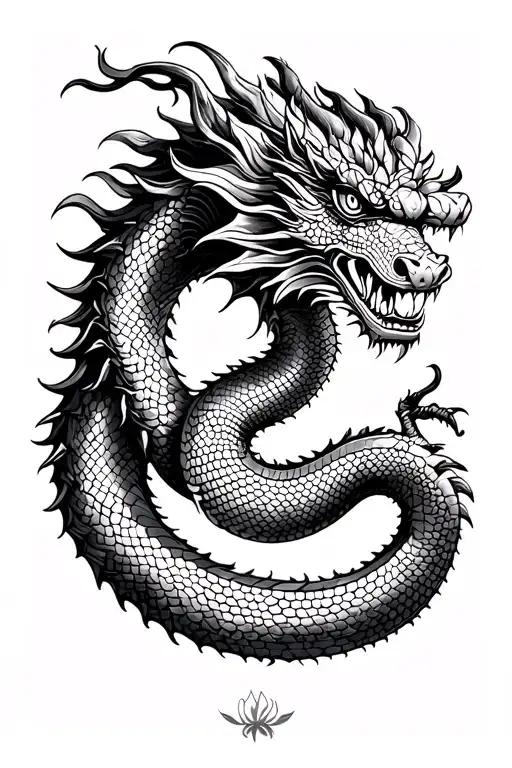 Vietnamese dragon in the same position as the snake in the former flag of Martinique. Its tail must end in French lily. tattoo design idea