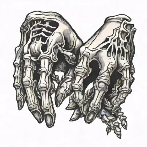 skeleton hand holding living hand tattoo design idea