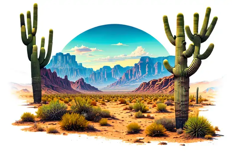 Arizona desert landscape tattoo design idea