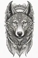 Wolf head with wings and crescent moon tattoo design idea