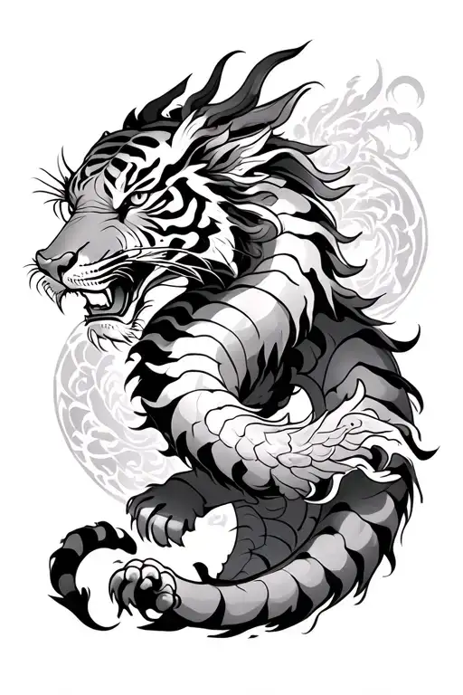 dragon and tiger japanese style full back tatto tattoo design idea