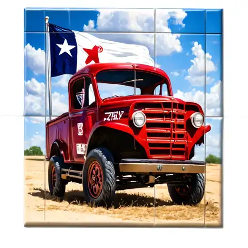 ceramic tile, Wesley Baker and Walker Daniel in hebrew integrate Oklahoma Sooners wagon and the Texas State Flag. tattoo design idea