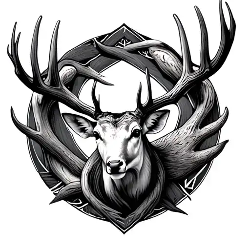 deer antlers intertwined tattoo design idea