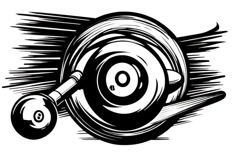 billiards 8 ball cue stick tattoo design idea