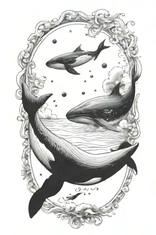 whale space tattoo design idea