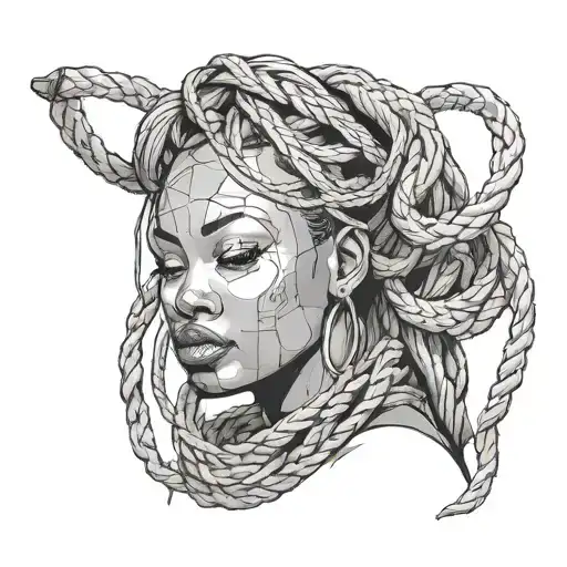 Shibari african american woman tattoo design idea