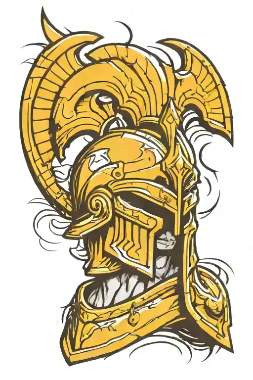 come and see vici with spartan helmet tattoo design idea