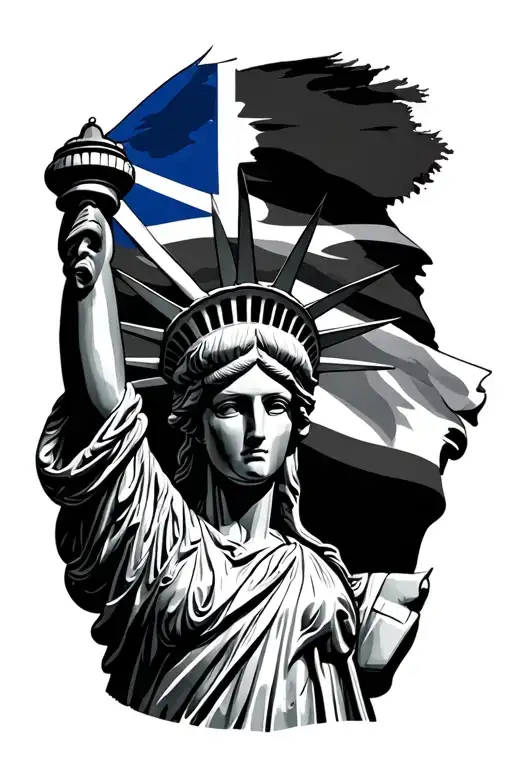 Statue of Liberty with dominican republic flag tattoo design idea