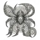 spider with aztec clalendar tattoo design idea