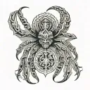 spider with aztec clalendar tattoo design idea