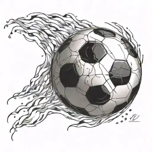 Fiery soccer ball tattoo design idea