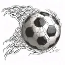 Fiery soccer ball tattoo design idea
