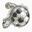 Fiery soccer ball tattoo design idea