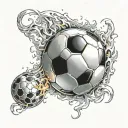 Fiery soccer ball tattoo design idea