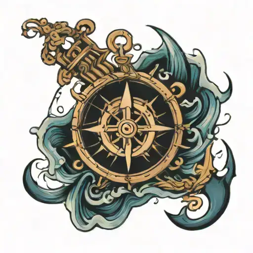 sea anchor and compass ross tattoo design idea