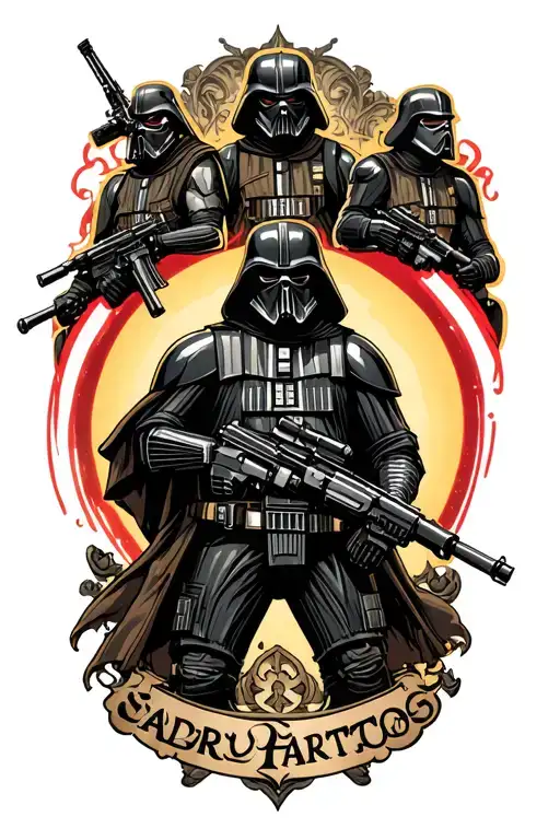 military war scene featuring star wars characters tattoo design idea