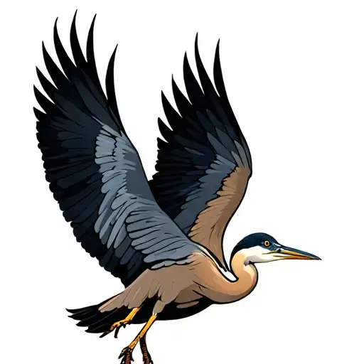 great blue heron flying up tattoo design idea