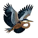 great blue heron flying up tattoo design idea