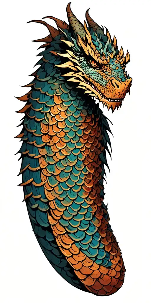 dragon scales armor including chain mail tattoo design idea