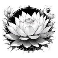 lotus and lightning bug surrounded by delicate tattoo design idea