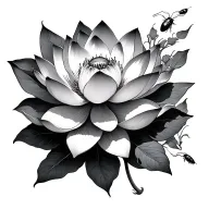 lotus and lightning bug surrounded by delicate tattoo design idea