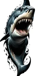 shark emerging tattoo design idea