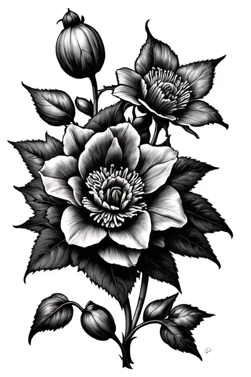Hellebore tattoo design idea