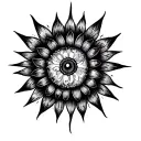 A circular tattoo that can be interpreted as either a flower, a star, or an eye tattoo design idea