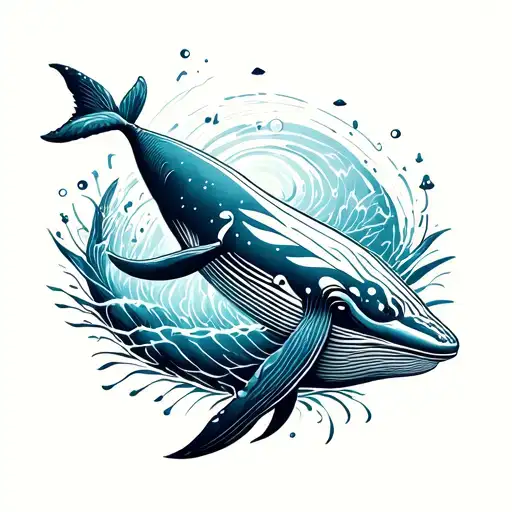 puzzle of a whale swimming gracefully tattoo design idea