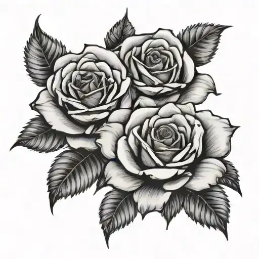three large roses with 999 incorporated tattoo design idea