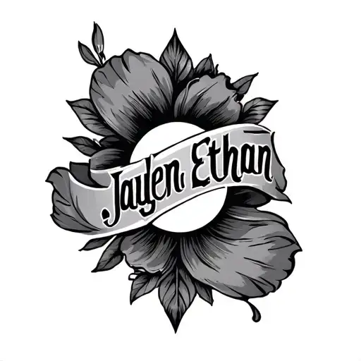writte name ( Jayden Ethan ) chicano style tattoo tattoo design idea
